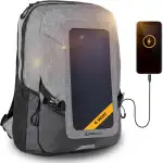 Sunnybag Explorer+ | Solar Rucksack mit integriertem 6 Watt Solar-Panel | USB-Anschluss | Wireless-Charging | 15-Zoll Laptopfach | 15 Liter | Wasserabweisendes Polyester Textil | Grau-Schwarz