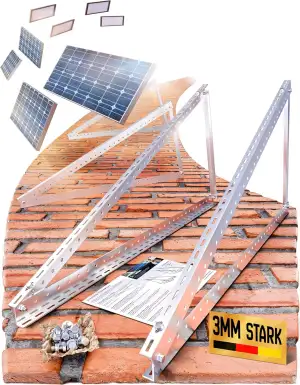 4x Balkonkraftwerk Halterung.118cm stabiles 3mm Aluminiumprofil mit hochwertigen