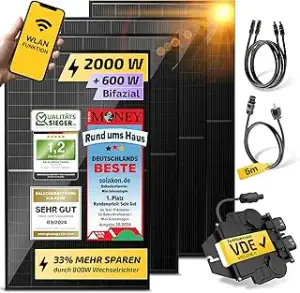 Solakon Balkonkraftwerk 2000W komplett Steckdose - Balkonkraftwerk 2000 Watt neu