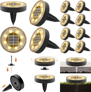 iBaycon 12 Stück Solar Bodenleuchten Aussen,2-in-1 Solarlampen für Außen Garten 