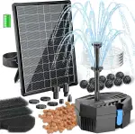 Biling 8W Teichfilter Solar mit Akku und 10 Düsen Solar Teichpumpe mit Filter für klare Teiche bis 500L, leise Filterpumpe für Mini Gartenteich Springbrunnen Wasserspiele Vogelbad Tierpool Hydroponik