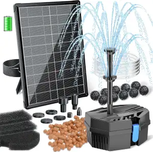 Biling 8W Teichfilter Solar mit Akku und 10 Düsen Solar Teichpumpe mit Filter fü
