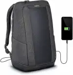 Sunnybag Iconic | Solar-Rucksack mit integriertem 7 Watt Solar-Panel | USB-Anschluss | Wireless-Charging | 17-Zoll Laptopfach | 20 Liter | Wasserabweisendes Recycling-Textil |Graphite
